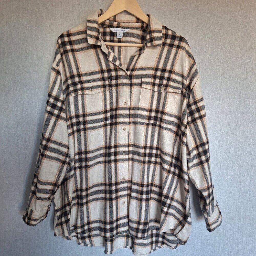 💙 Old Navy Soft Plaid Cotton Flannel Button Down Size 2X Western Fall Country C - Picture 7 of 7